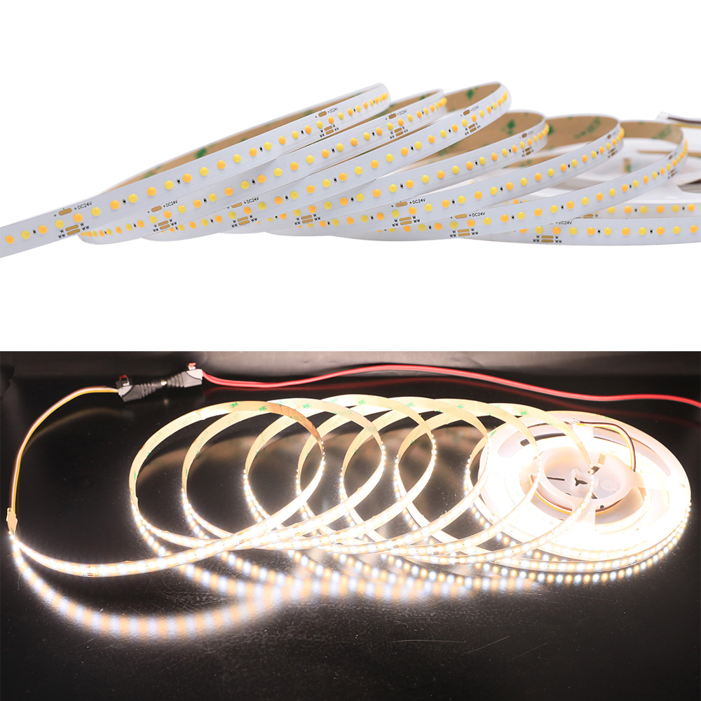 DC24V 10mm Wide 90 CRI 16.4Ft 800LEDs Flexible Tunable White COB LED Strip Light DC24V 10mm Wide 90 CRI 16.4Ft 800LEDs Flexible Tunable White COB LED Strip Light